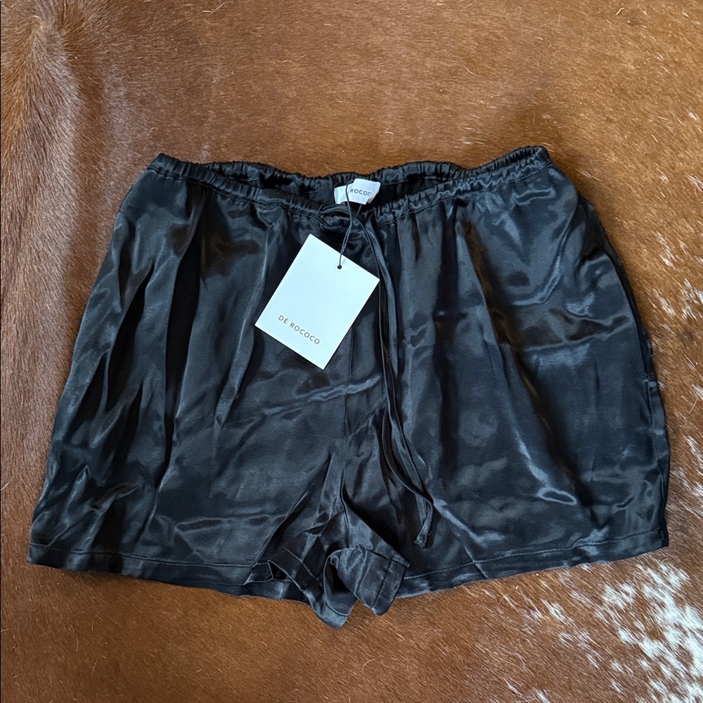 Black Satin De Rococo Shorts
